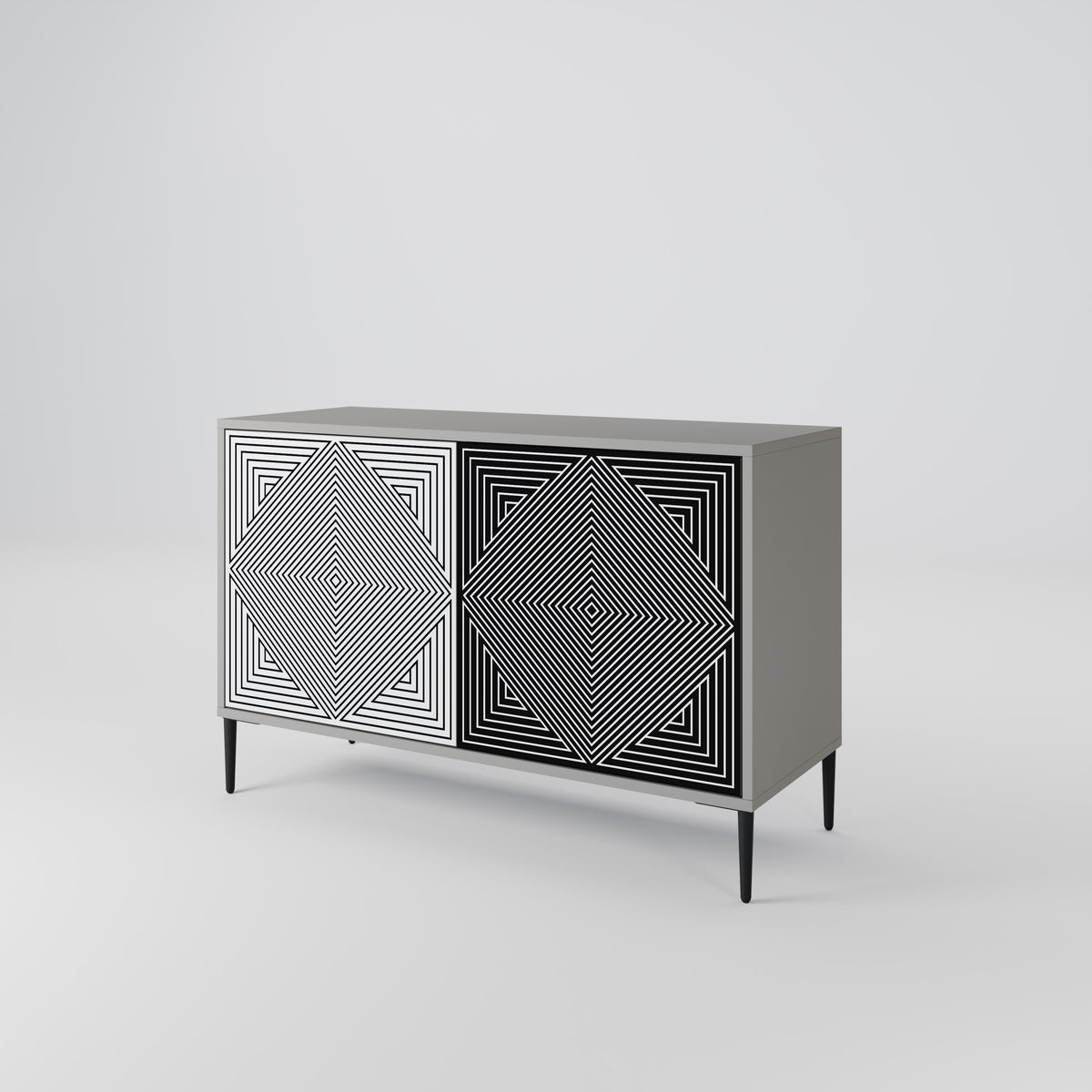 POLYGON ILLUSION Skänk med två dörrar