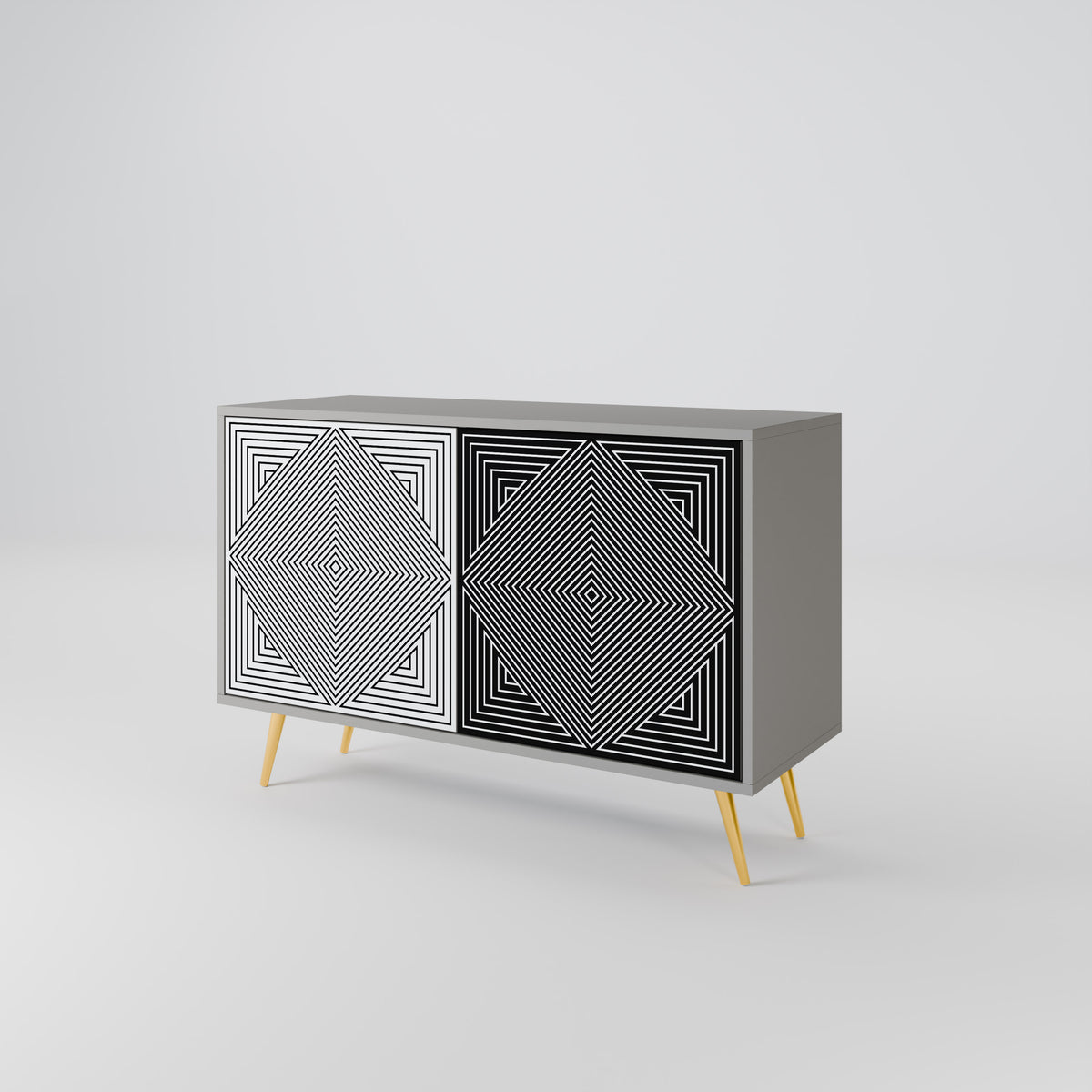POLYGON ILLUSION Skänk med två dörrar