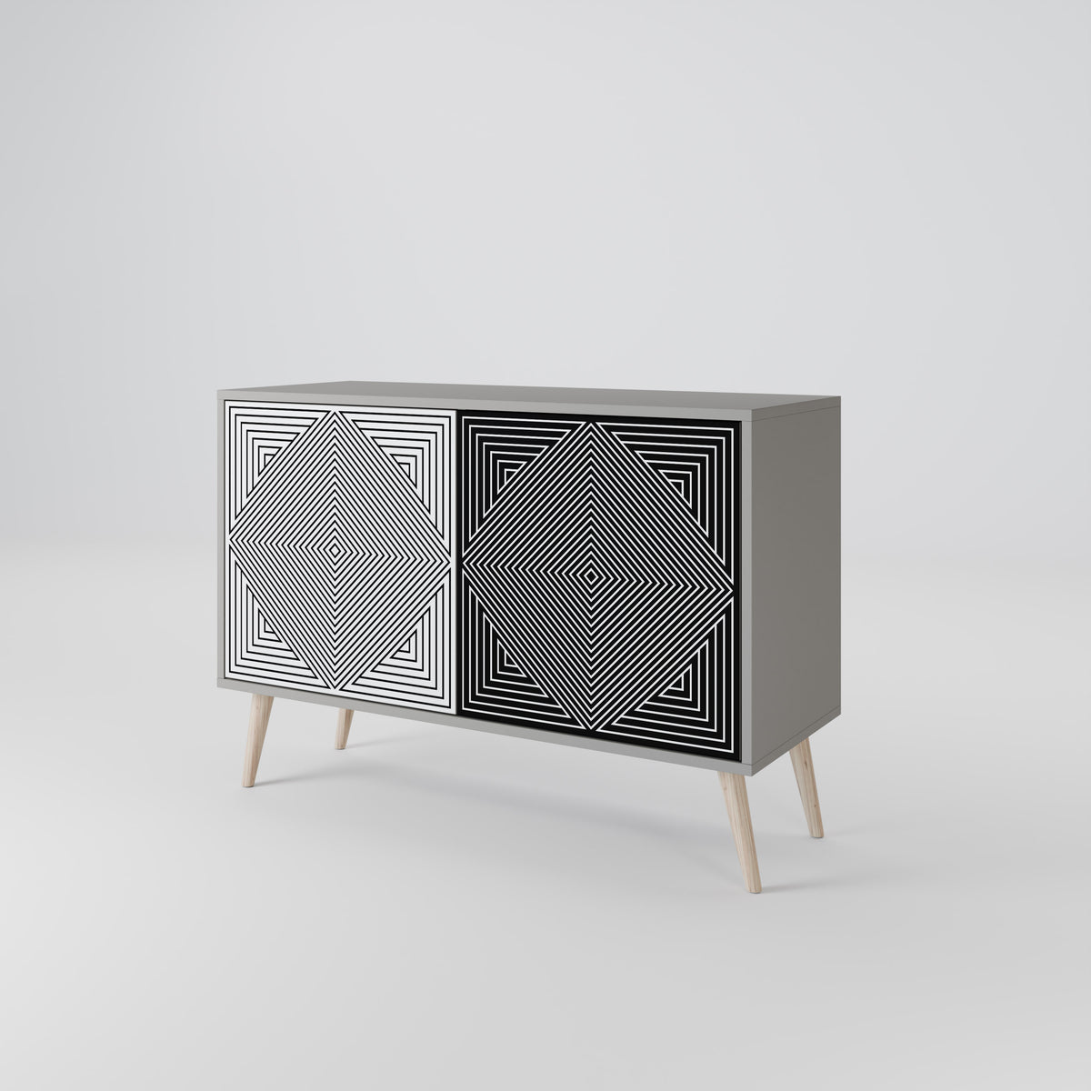 POLYGON ILLUSION Skänk med två dörrar