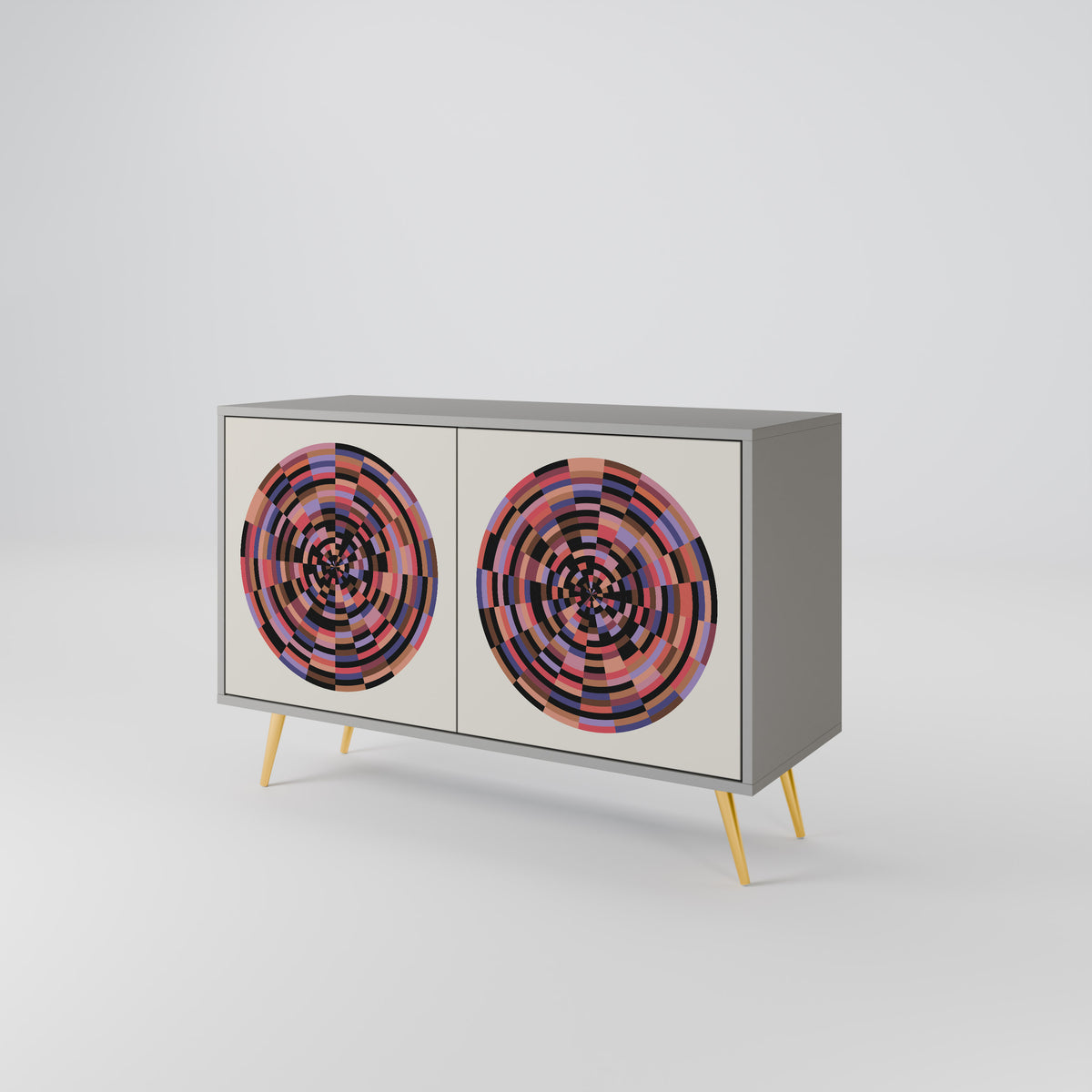 BROWN CIRCLES Skänk med två dörrar