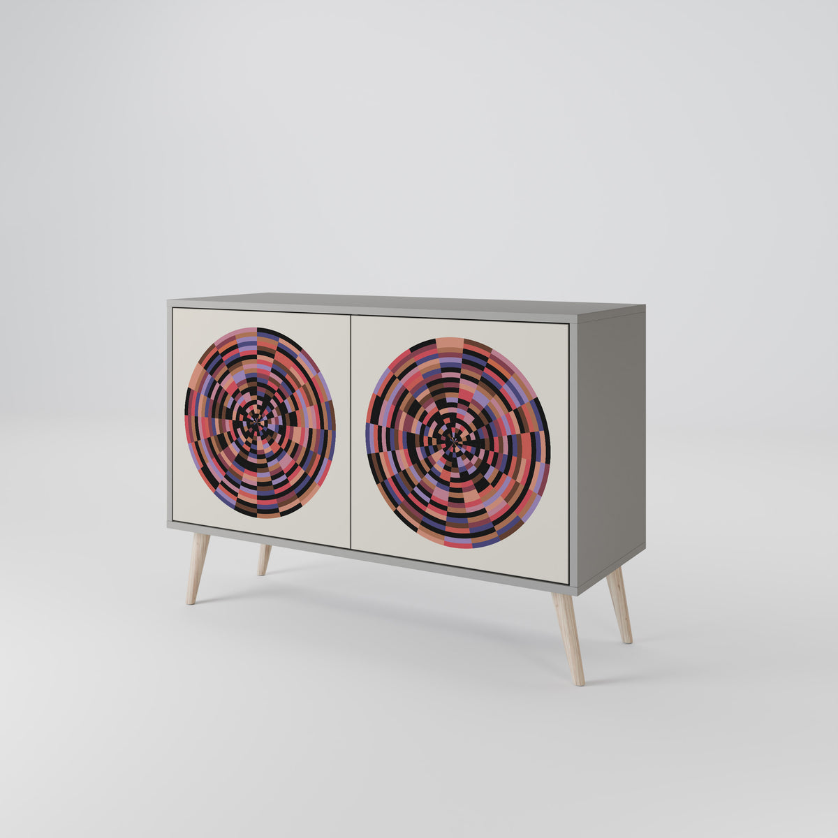 BROWN CIRCLES Skänk med två dörrar