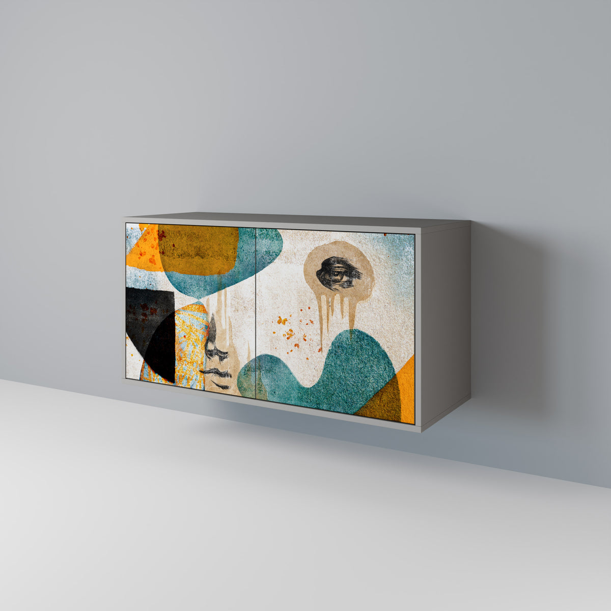 ABSTRACT FACES Skänk med två dörrar
