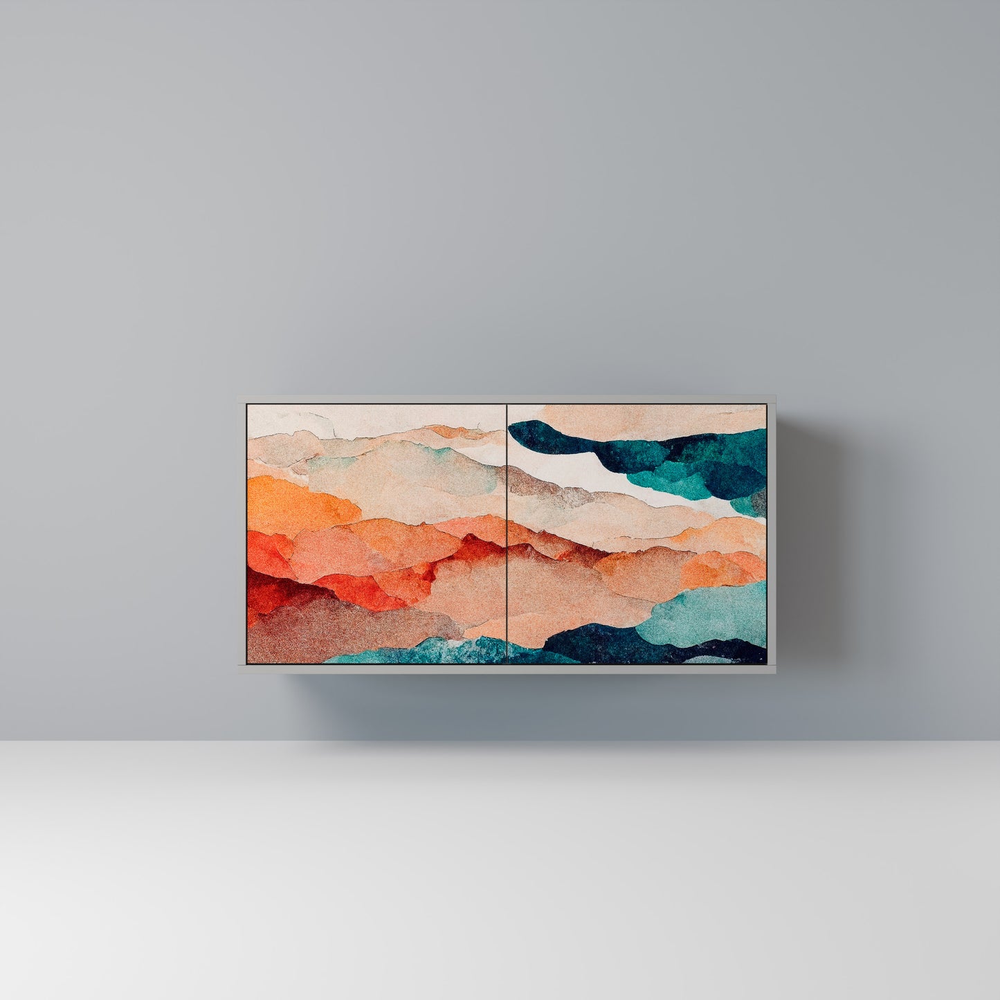ABSTRACT LANDSCAPE 2-Door Sideboard in Grey Finish