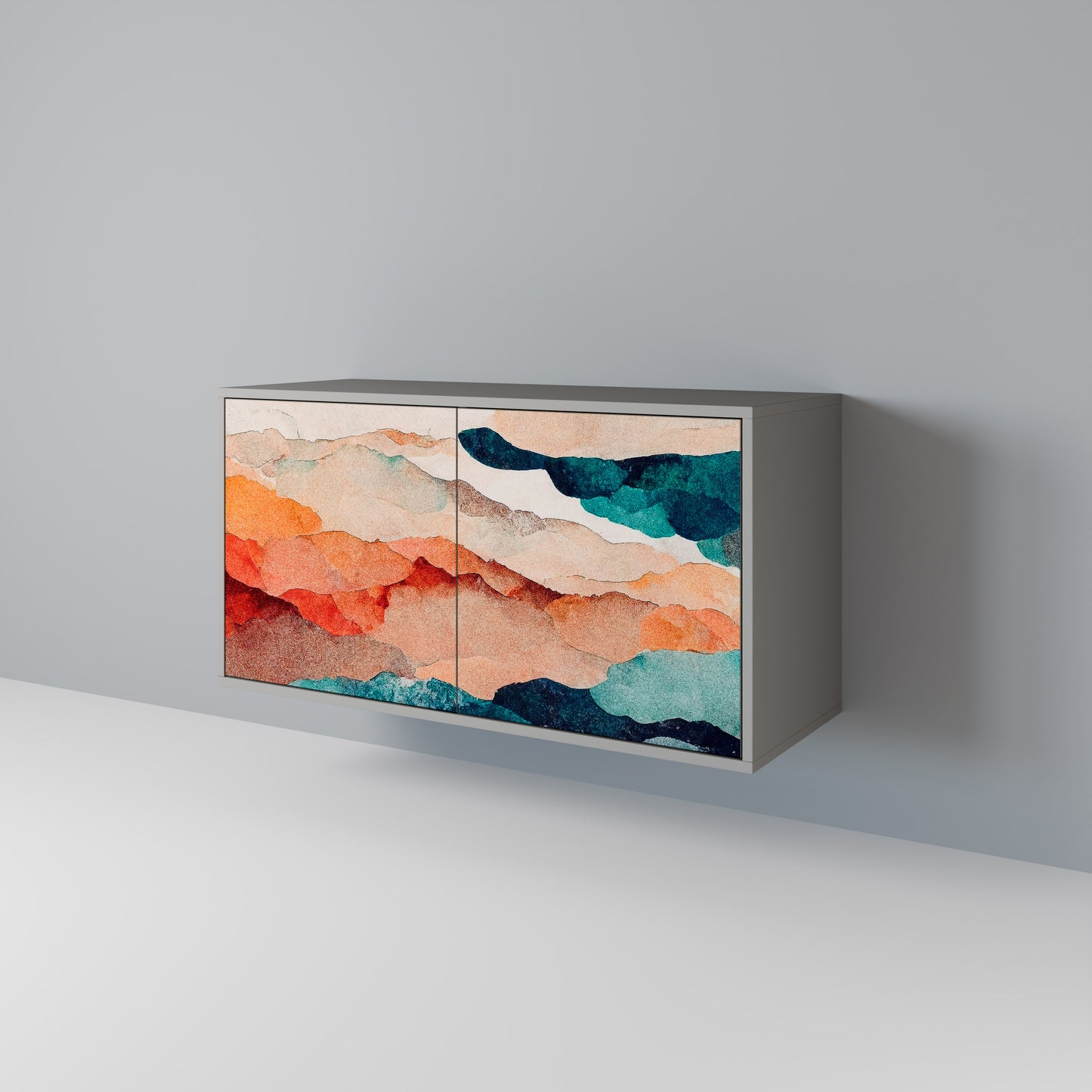 ABSTRACT LANDSCAPE 2-Door Sideboard in Grey Finish
