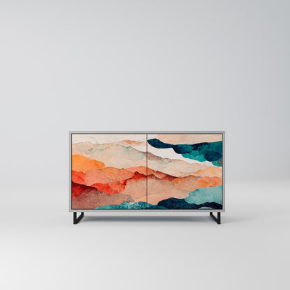 ABSTRACT LANDSCAPE 2-Door Sideboard in Grey Finish