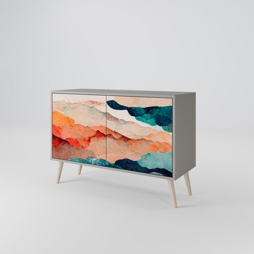 ABSTRACT LANDSCAPE 2-Door Sideboard in Grey Finish
