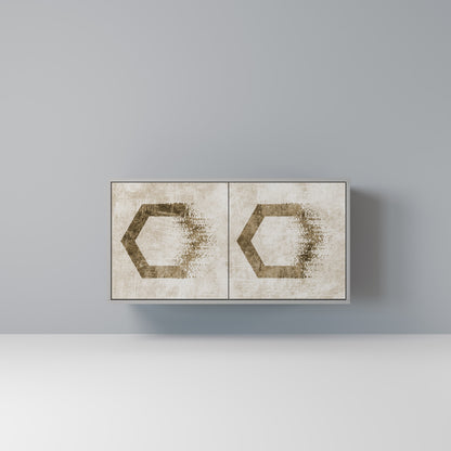 HEXAGONAL SHAPES 2-Door Sideboard in Grey Finish