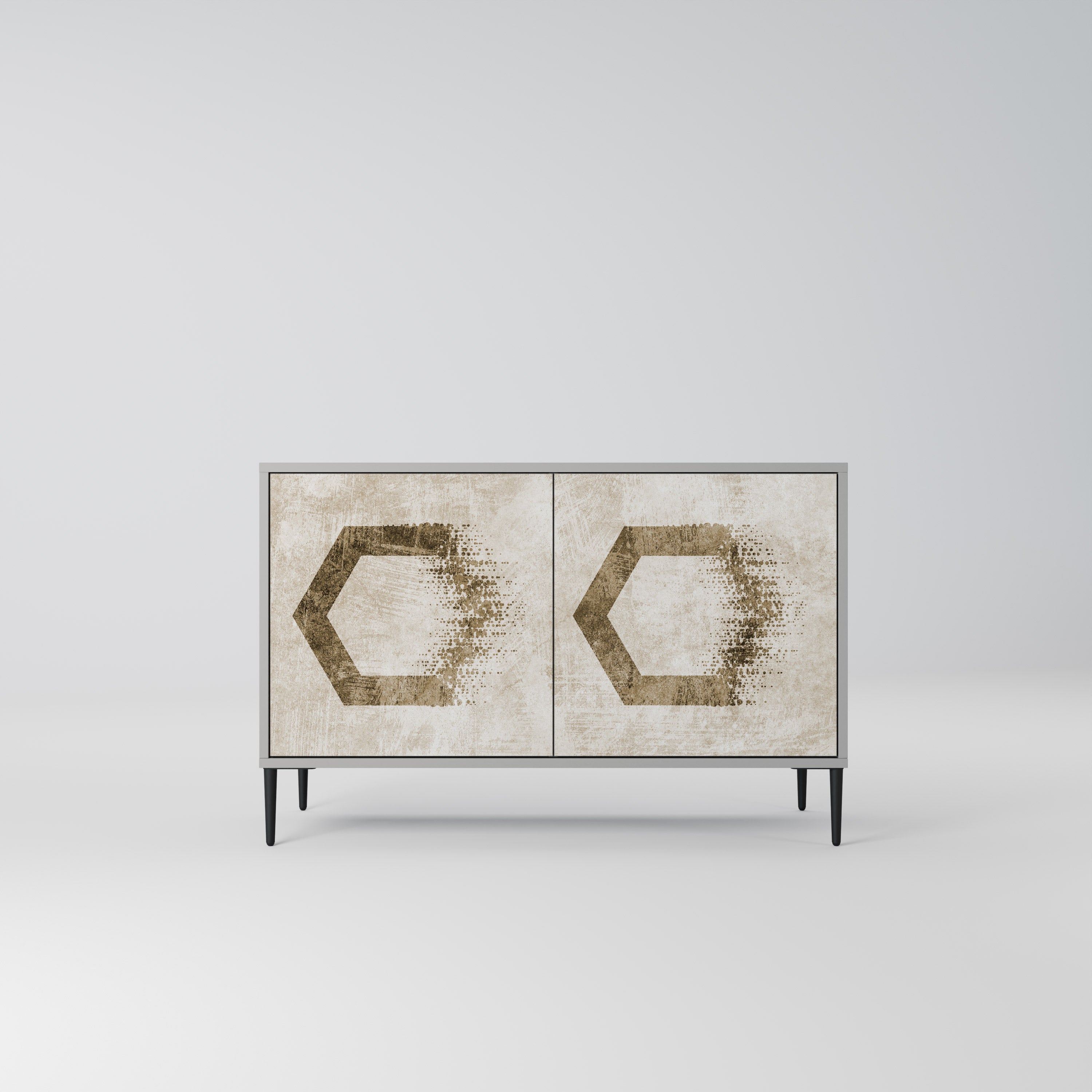 HEXAGONAL FORM 2-dörrars skänk i grå finish