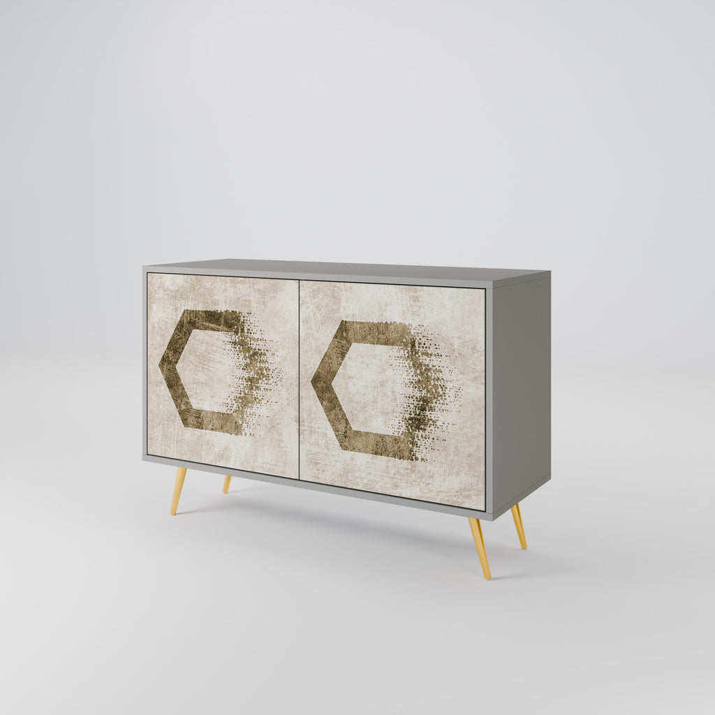 HEXAGONAL SHAPES 2-Door Sideboard in Grey Finish