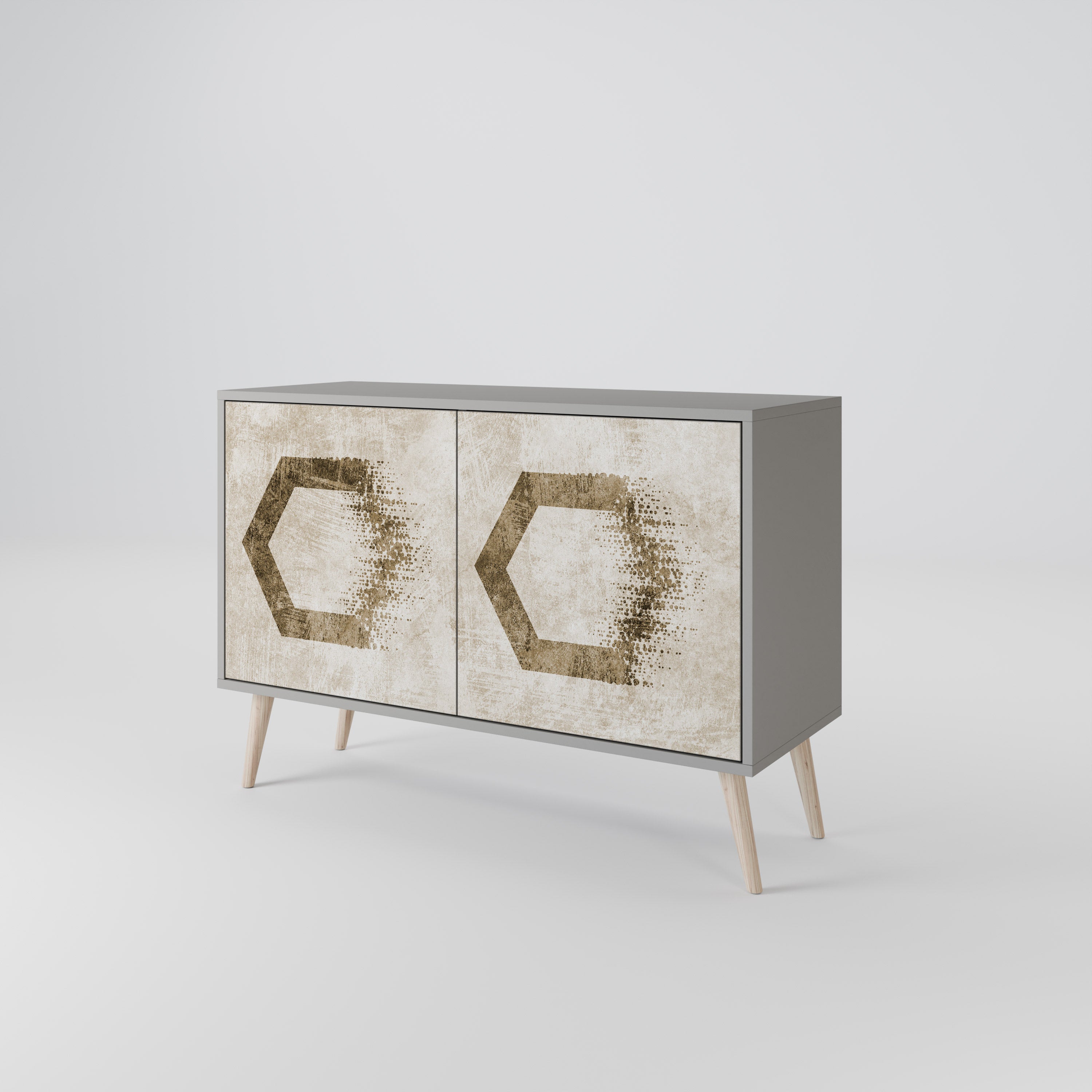 HEXAGONAL FORM 2-dörrars skänk i grå finish