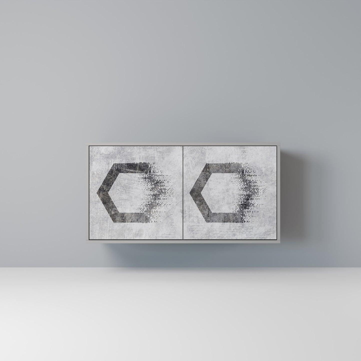 HEXAGONALA FIGURER 2-dörrars skänk i grå finish