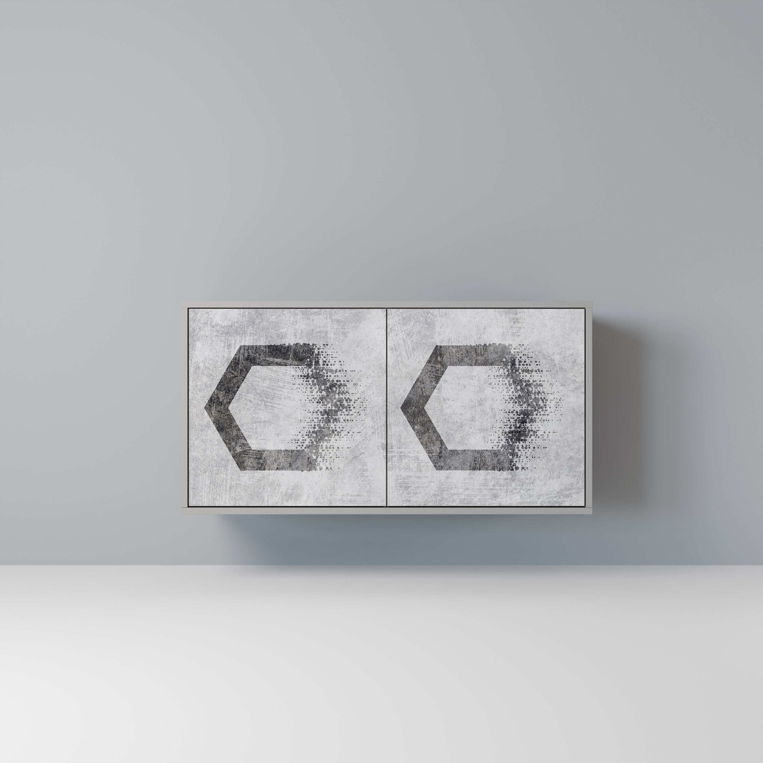 HEXAGONALA FIGURER 2-dörrars skänk i grå finish