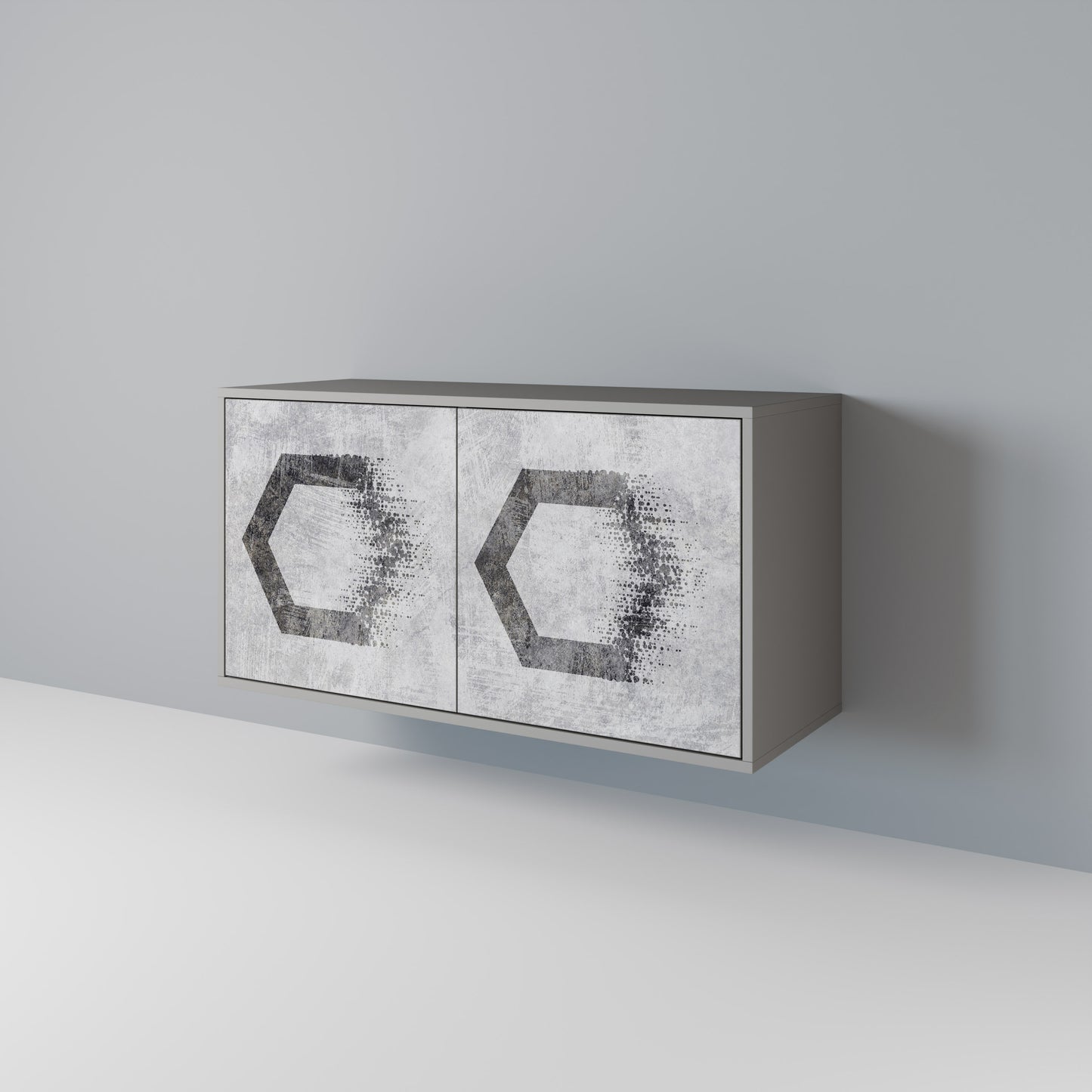 HEXAGONALA FIGURER 2-dörrars skänk i grå finish