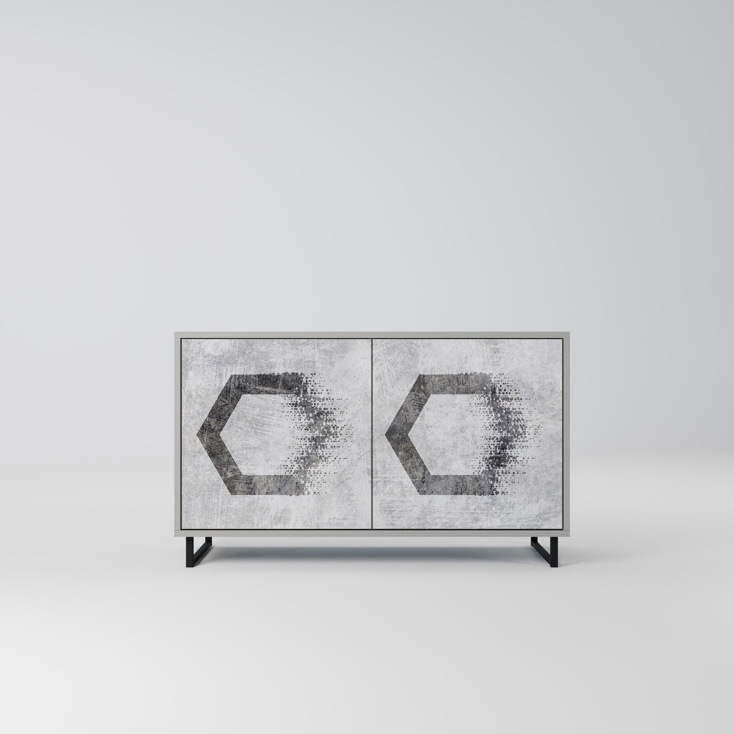 HEXAGONALA FIGURER 2-dörrars skänk i grå finish