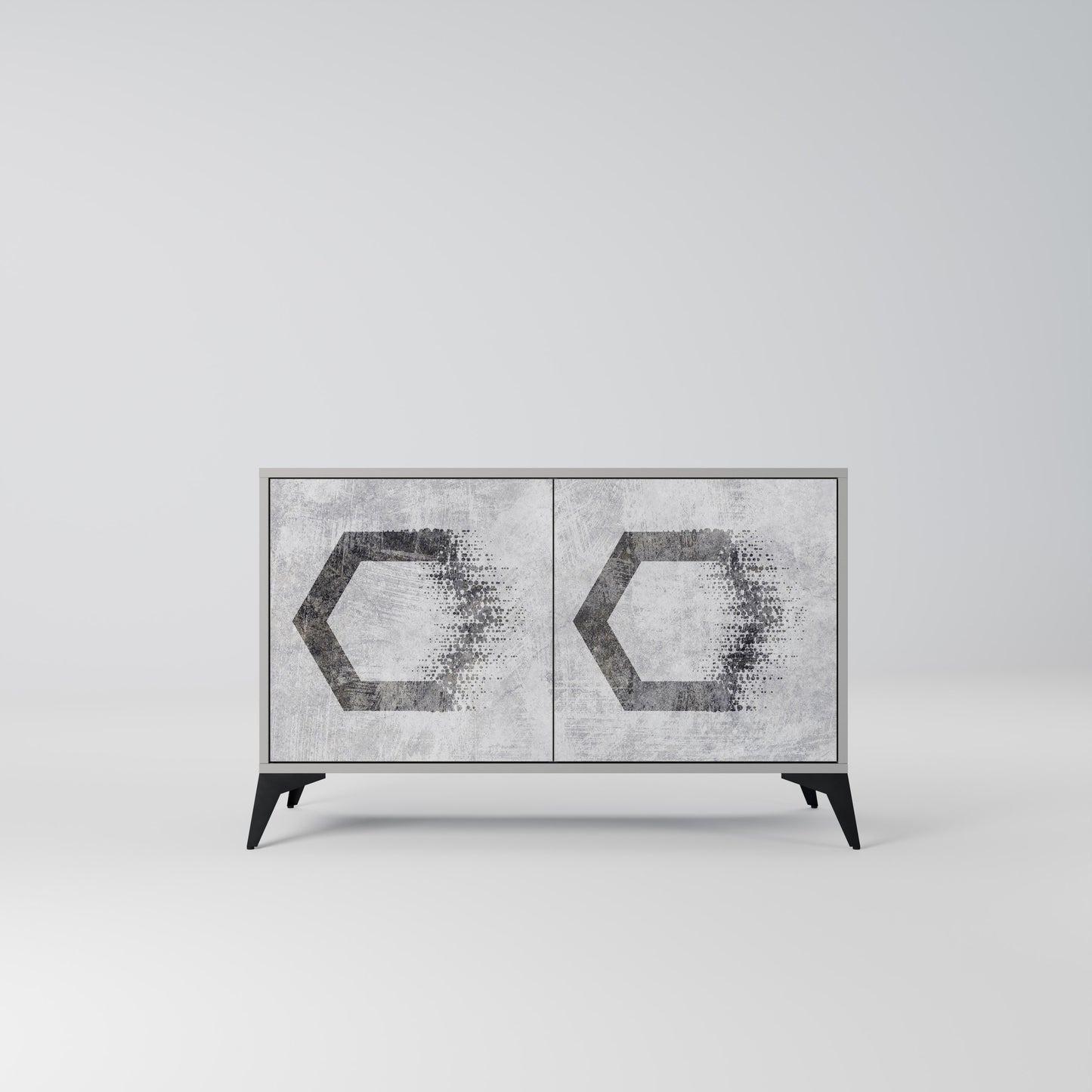 HEXAGONALA FIGURER 2-dörrars skänk i grå finish