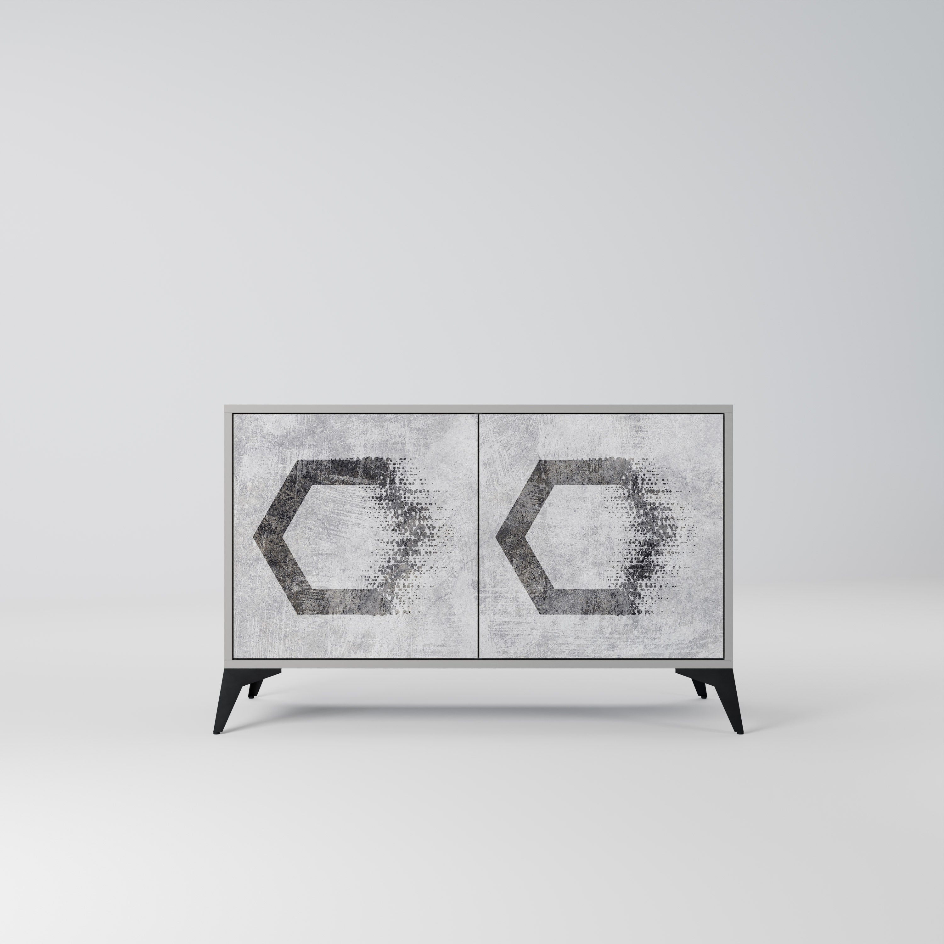 HEXAGONALA FIGURER 2-dörrars skänk i grå finish