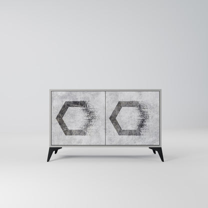 HEXAGONALA FIGURER 2-dörrars skänk i grå finish