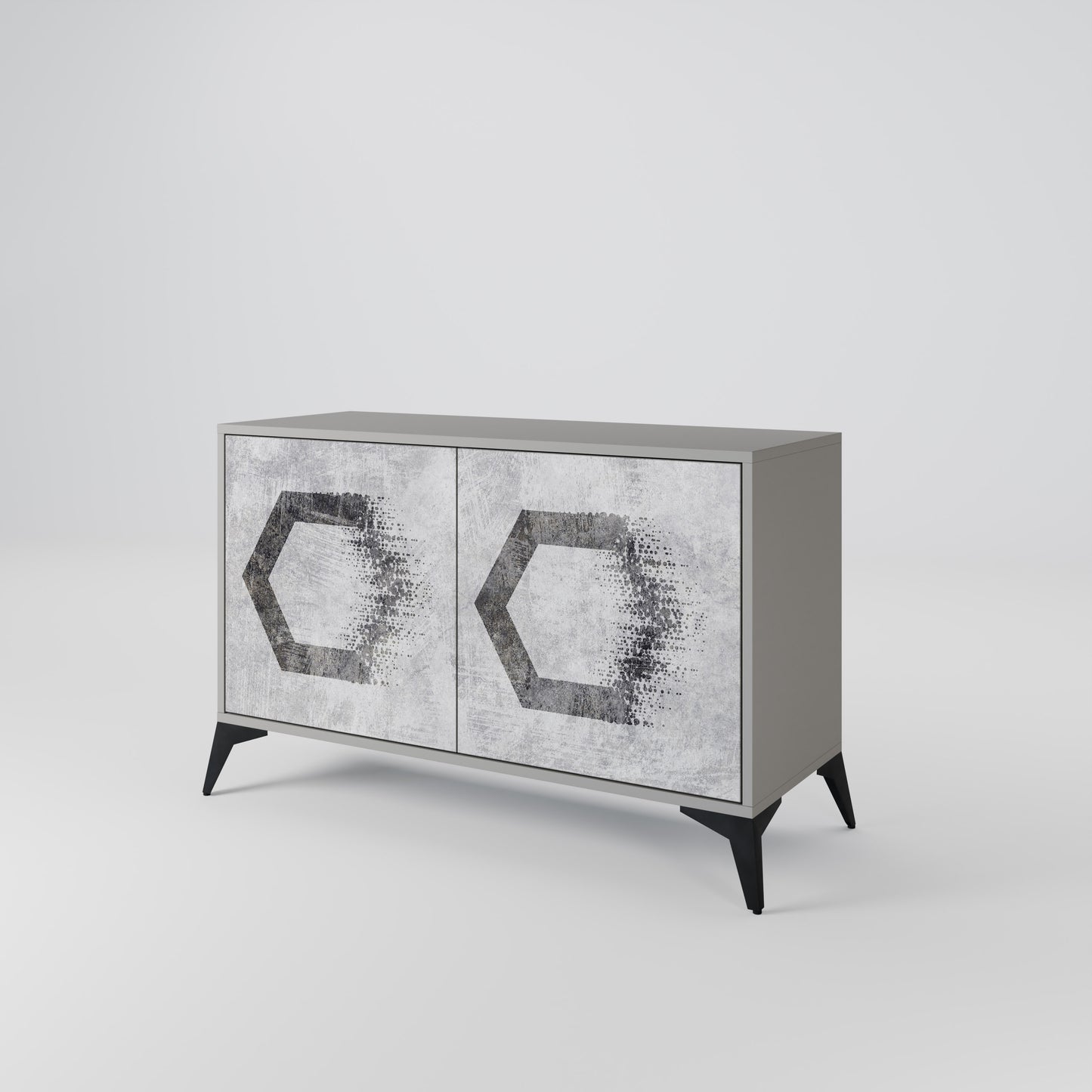 HEXAGONALA FIGURER 2-dörrars skänk i grå finish