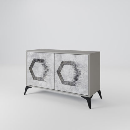 HEXAGONALA FIGURER 2-dörrars skänk i grå finish