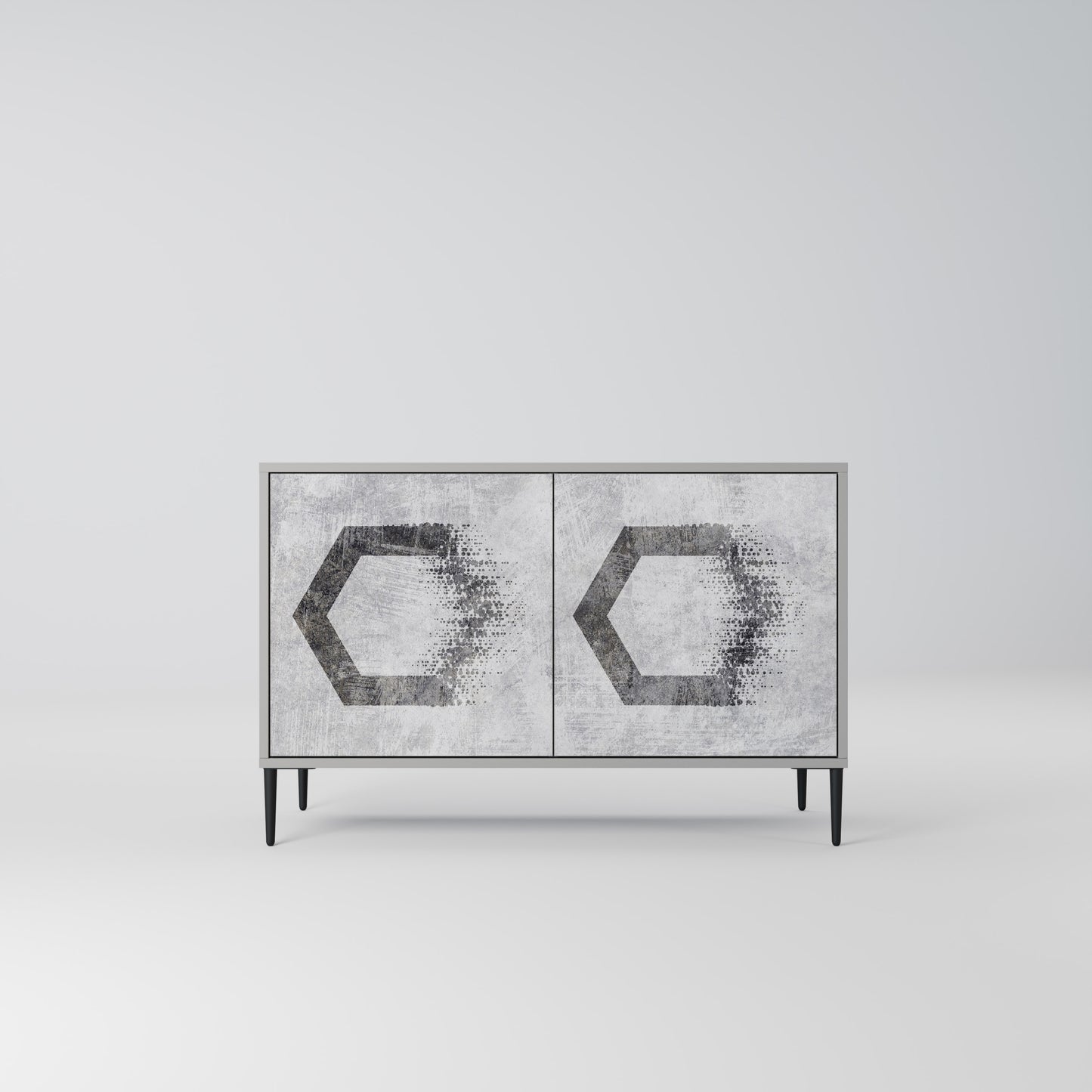 HEXAGONALA FIGURER 2-dörrars skänk i grå finish