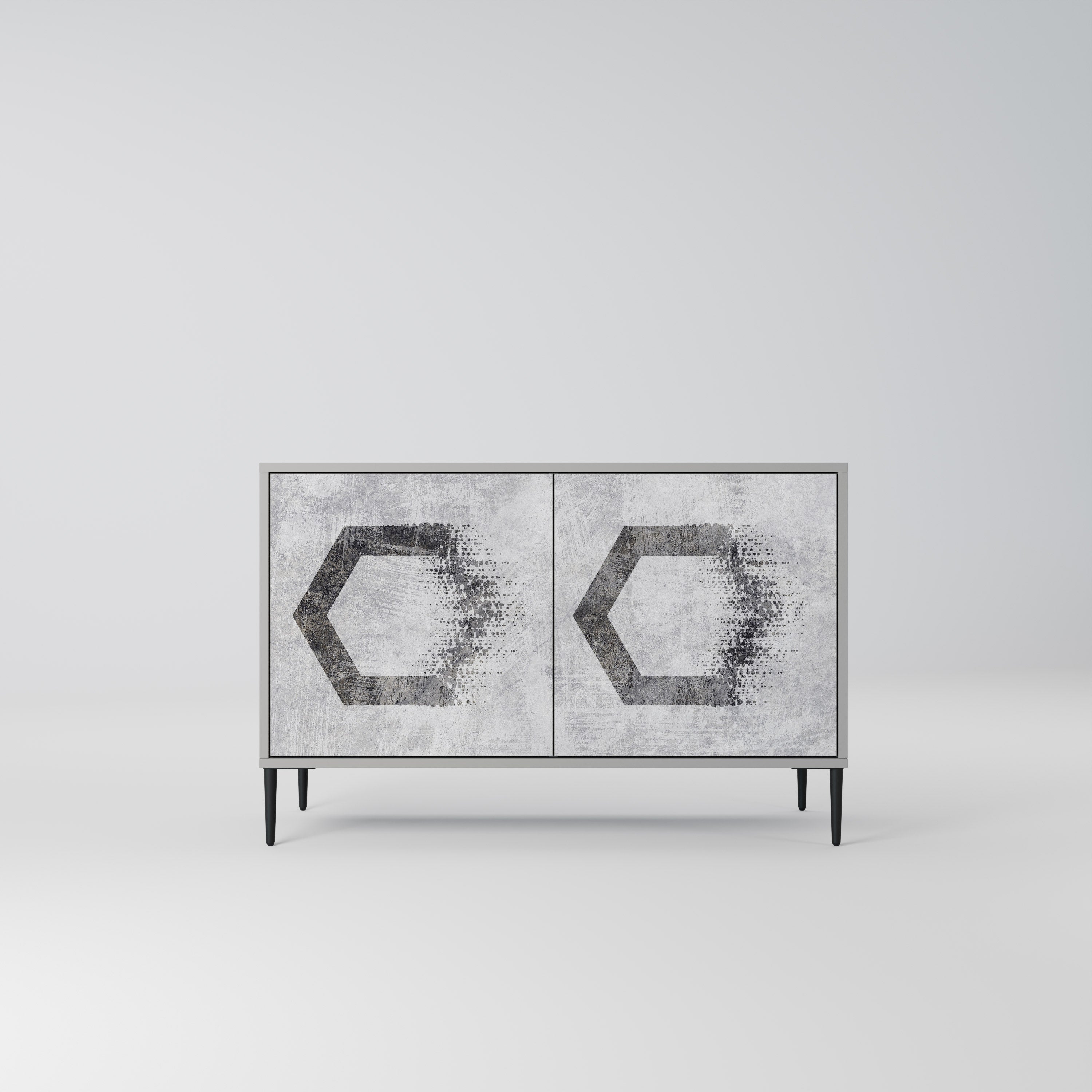 HEXAGONALA FIGURER 2-dörrars skänk i grå finish