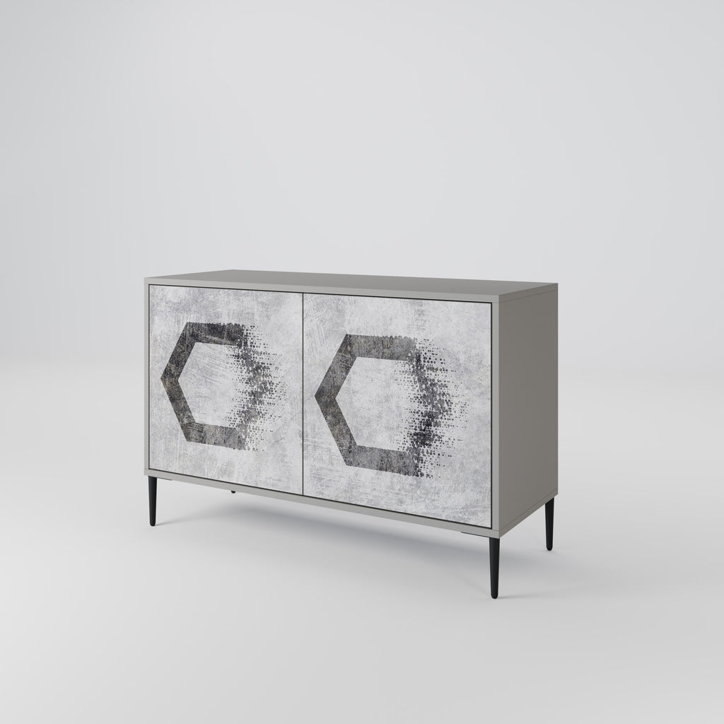 HEXAGONALA FIGURER 2-dörrars skänk i grå finish