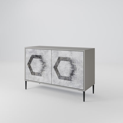 HEXAGONALA FIGURER 2-dörrars skänk i grå finish