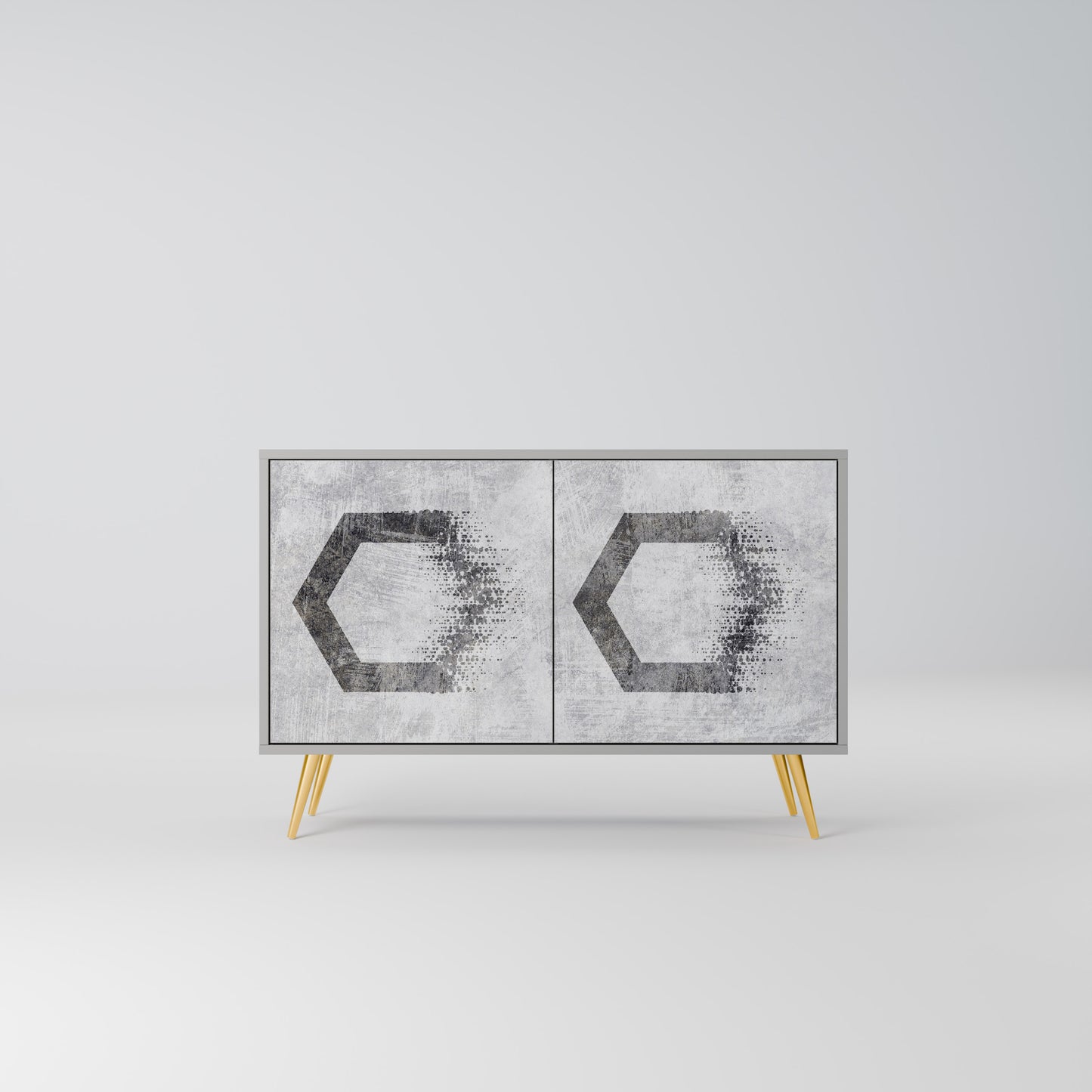 HEXAGONALA FIGURER 2-dörrars skänk i grå finish