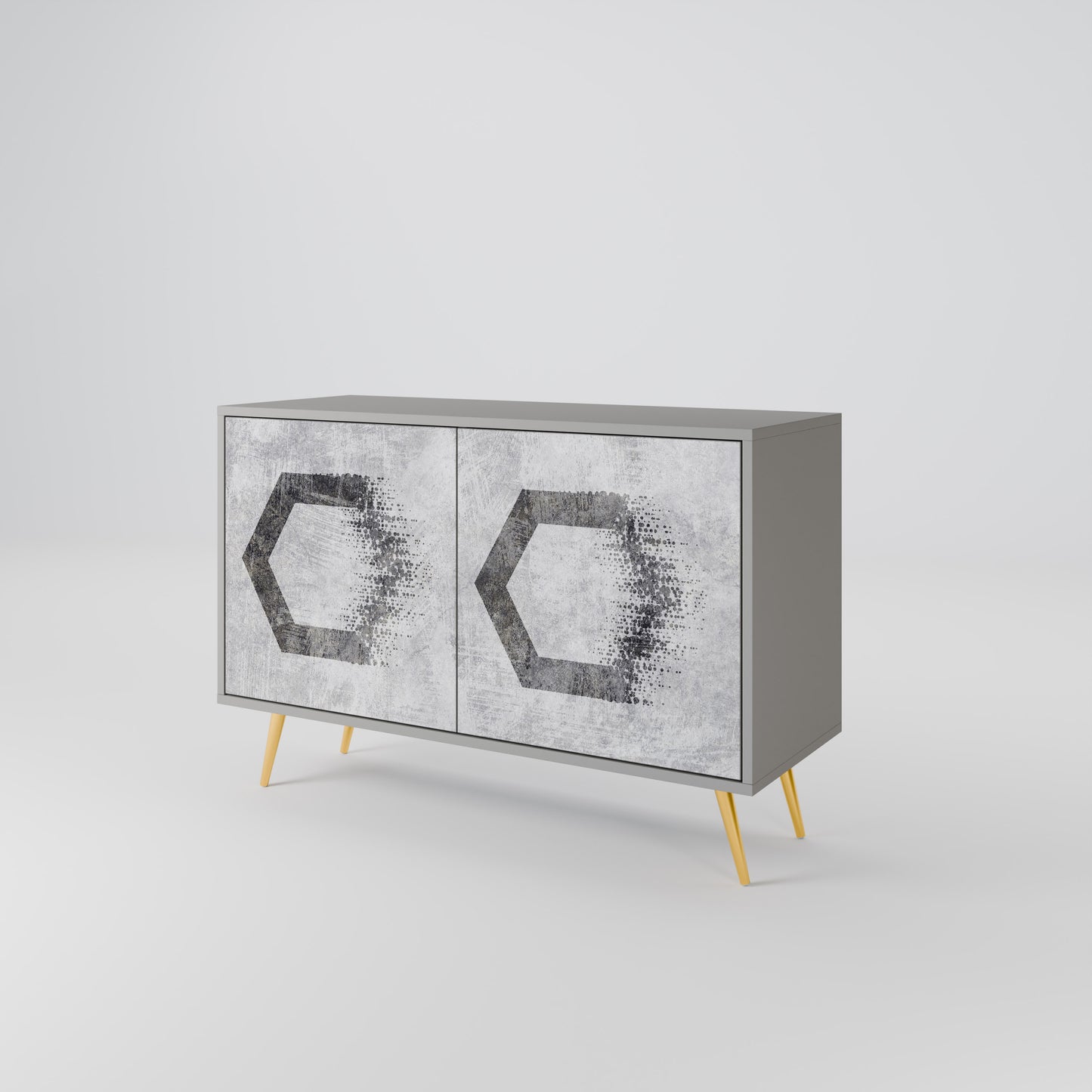 HEXAGONALA FIGURER 2-dörrars skänk i grå finish