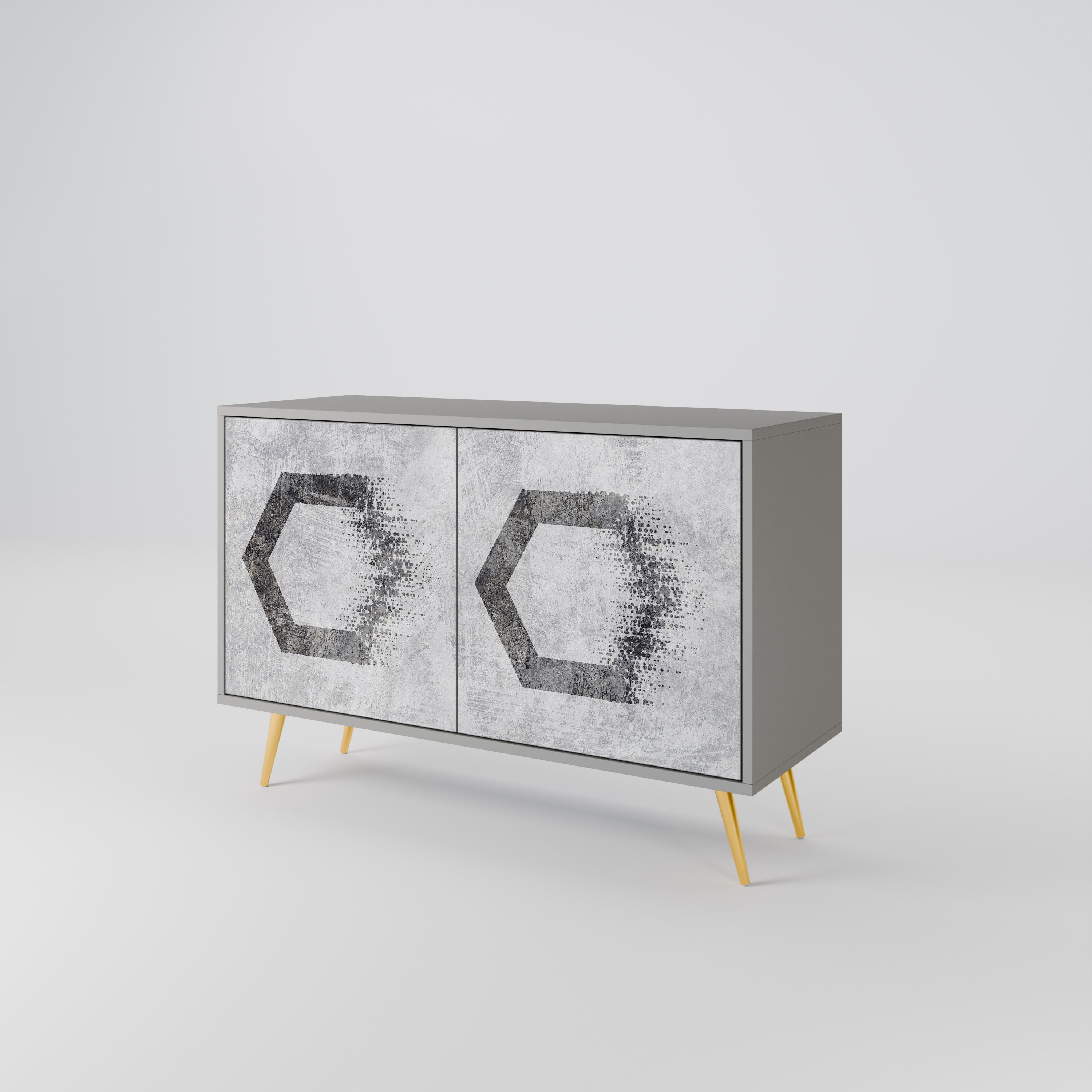 HEXAGONALA FIGURER 2-dörrars skänk i grå finish