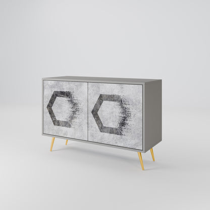 HEXAGONALA FIGURER 2-dörrars skänk i grå finish