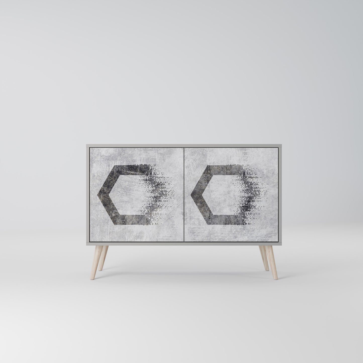 HEXAGONALA FIGURER 2-dörrars skänk i grå finish