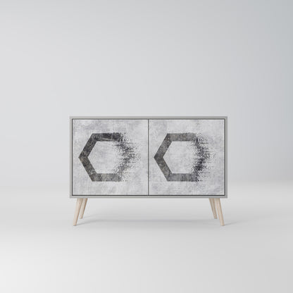 HEXAGONALA FIGURER 2-dörrars skänk i grå finish
