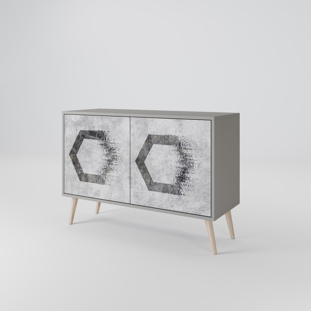 HEXAGONALA FIGURER 2-dörrars skänk i grå finish