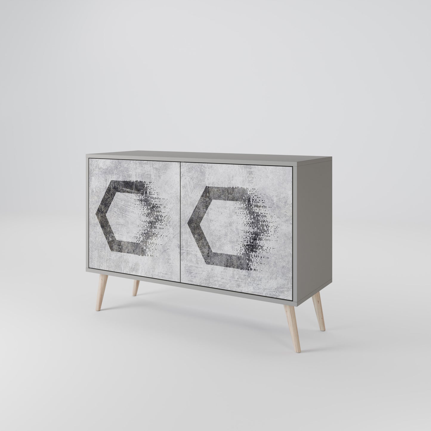 HEXAGONALA FIGURER 2-dörrars skänk i grå finish