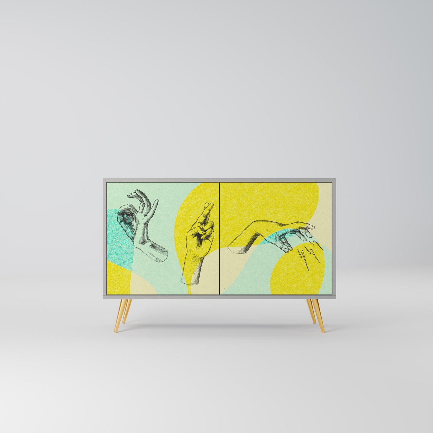 KROPPSSPRÅK 2-dörrars sideboard i grå finish
