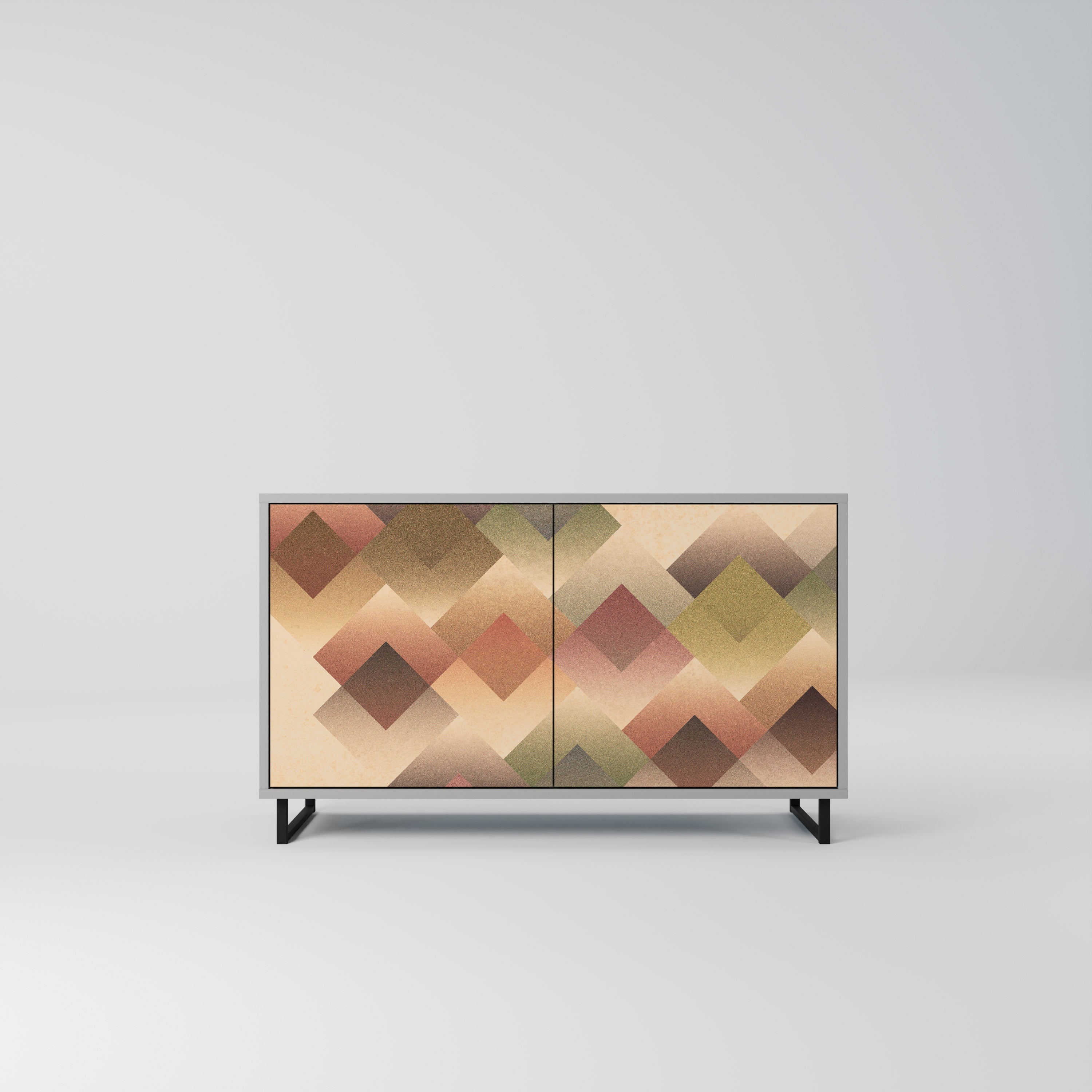 GEOMETRIC FUSION 2-dörrars skänk i grå finish