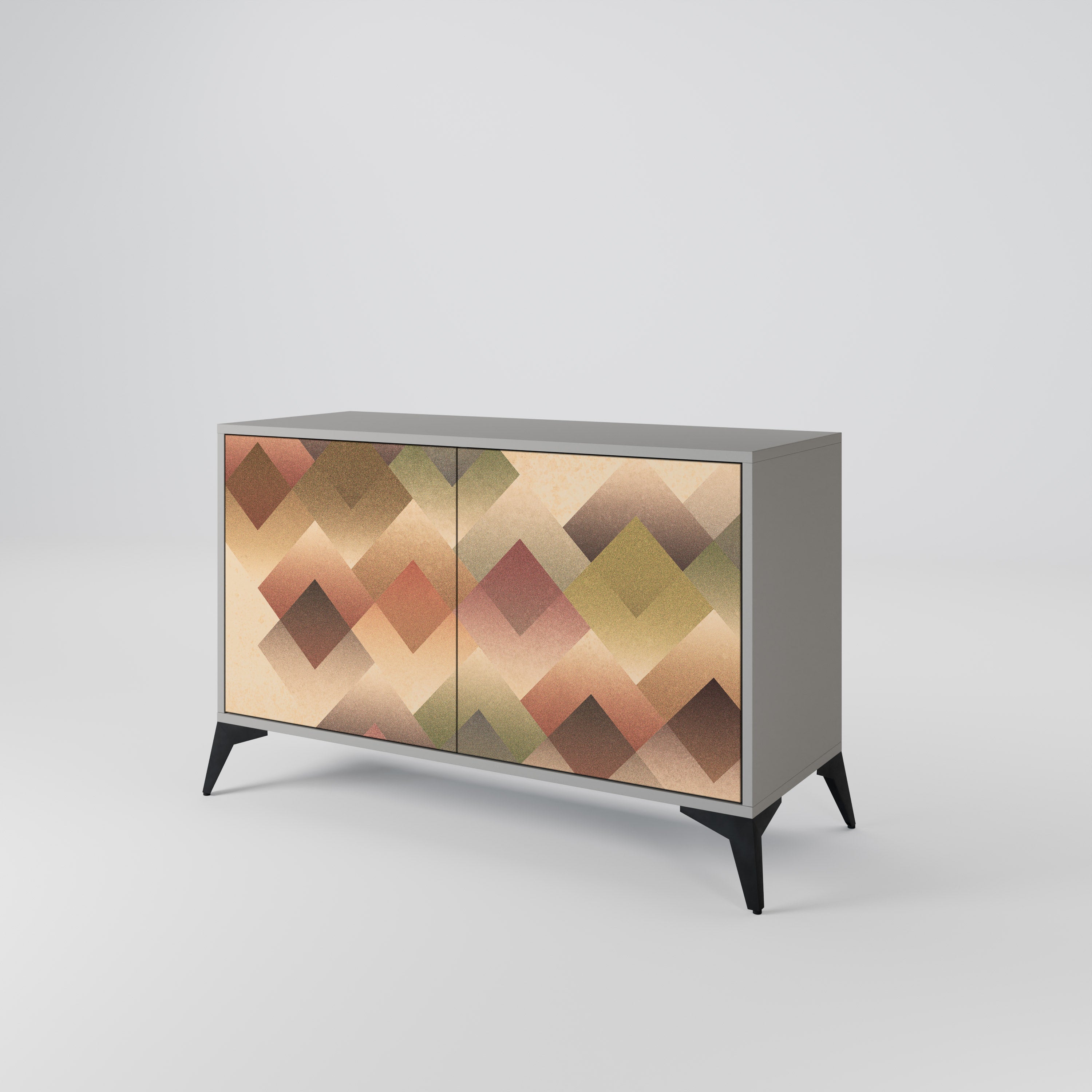GEOMETRIC FUSION 2-dörrars skänk i grå finish