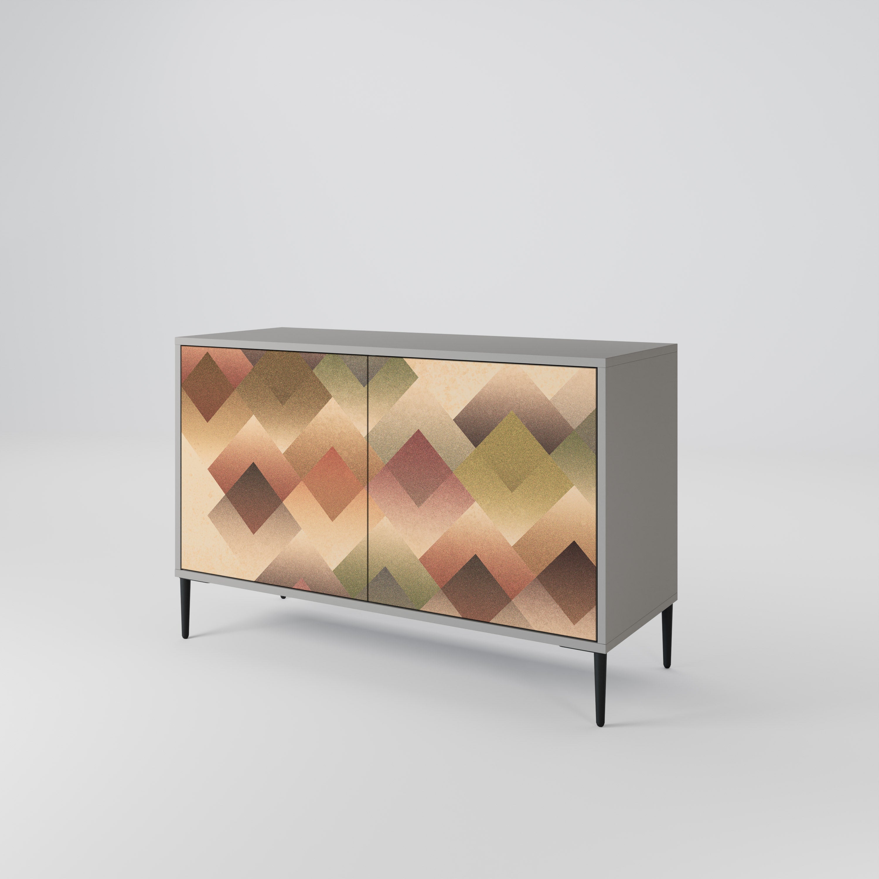 GEOMETRIC FUSION 2-dörrars skänk i grå finish
