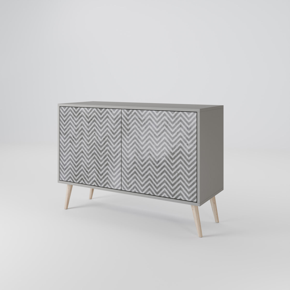 CONCRETE ZIG ZAG Skänk med två dörrar