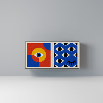GEOMETRIC EYES 2-Door Sideboard in Grey Finish