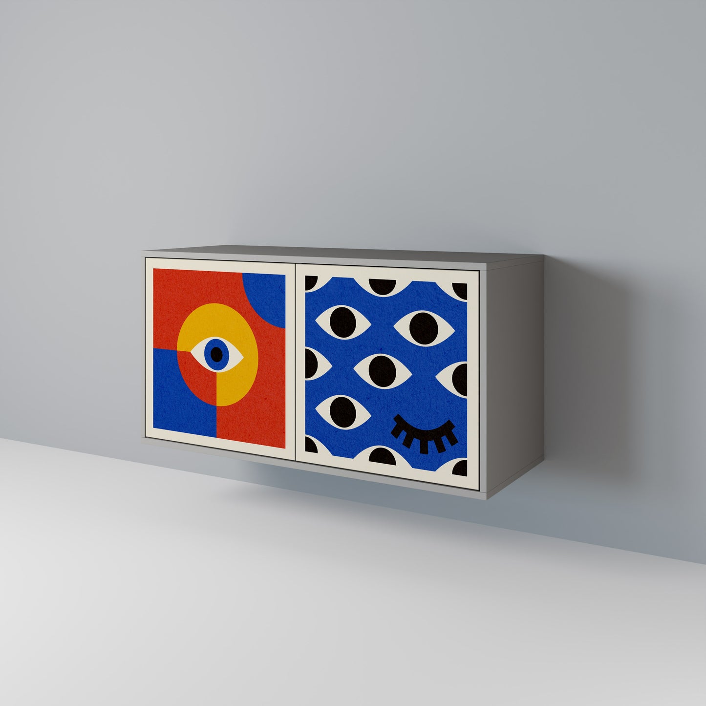 GEOMETRIC EYES 2-Door Sideboard in Grey Finish