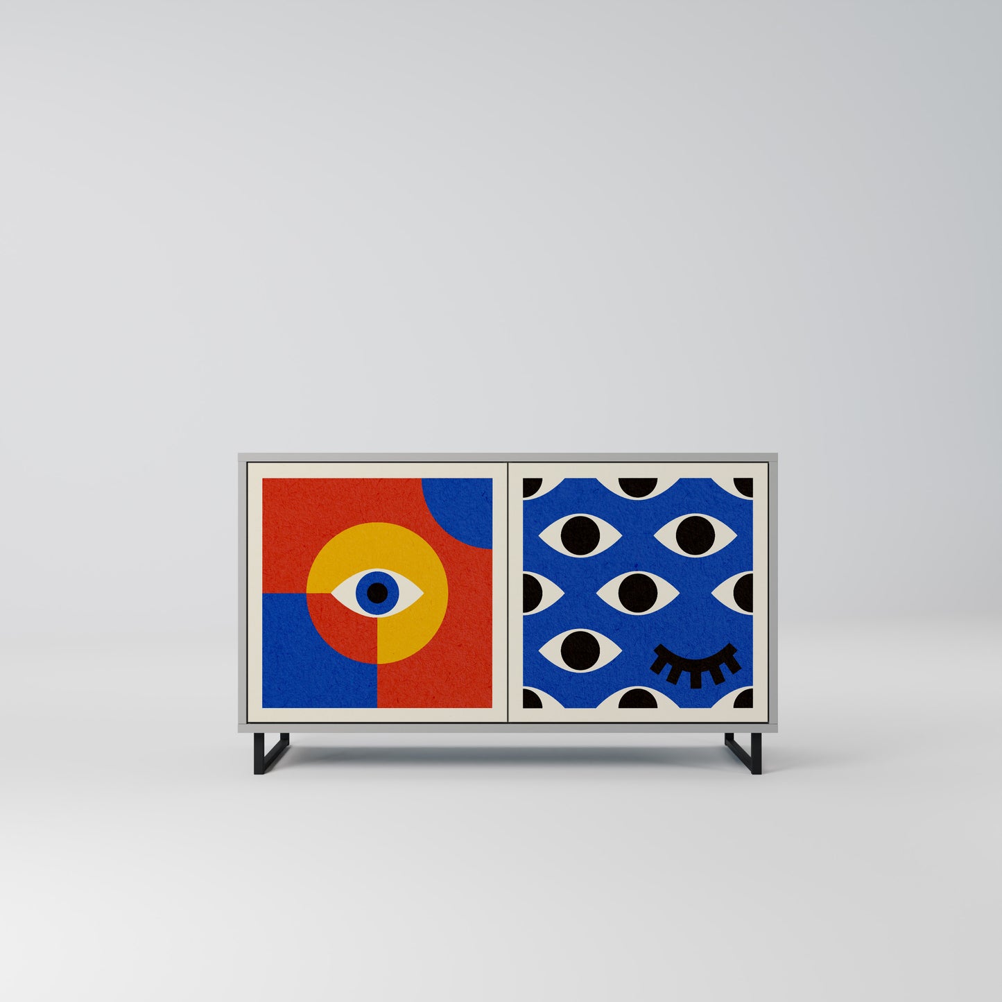 GEOMETRIC EYES 2-Door Sideboard in Grey Finish