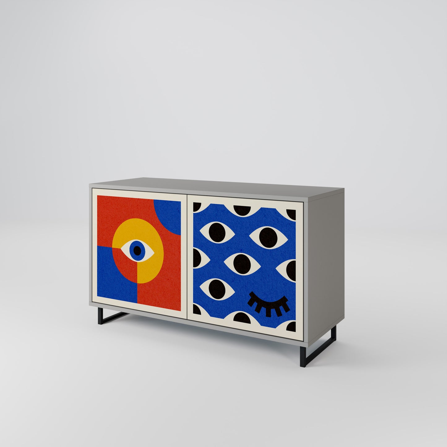 GEOMETRIC EYES 2-Door Sideboard in Grey Finish