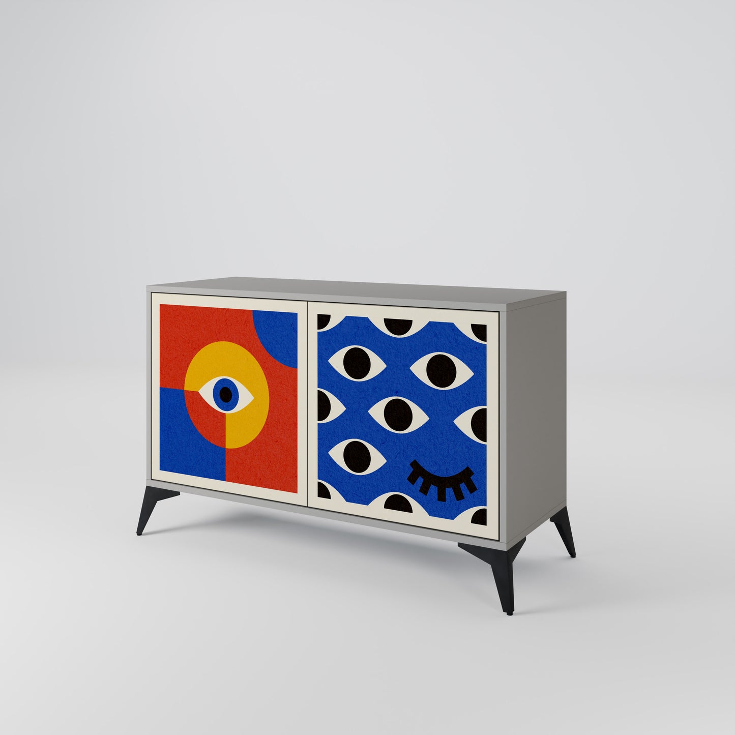 GEOMETRIC EYES 2-Door Sideboard in Grey Finish