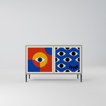 GEOMETRIC EYES 2-Door Sideboard in Grey Finish