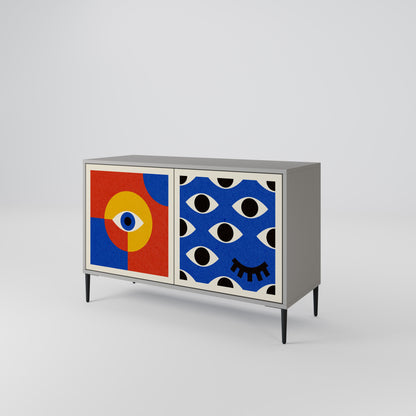GEOMETRIC EYES 2-Door Sideboard in Grey Finish