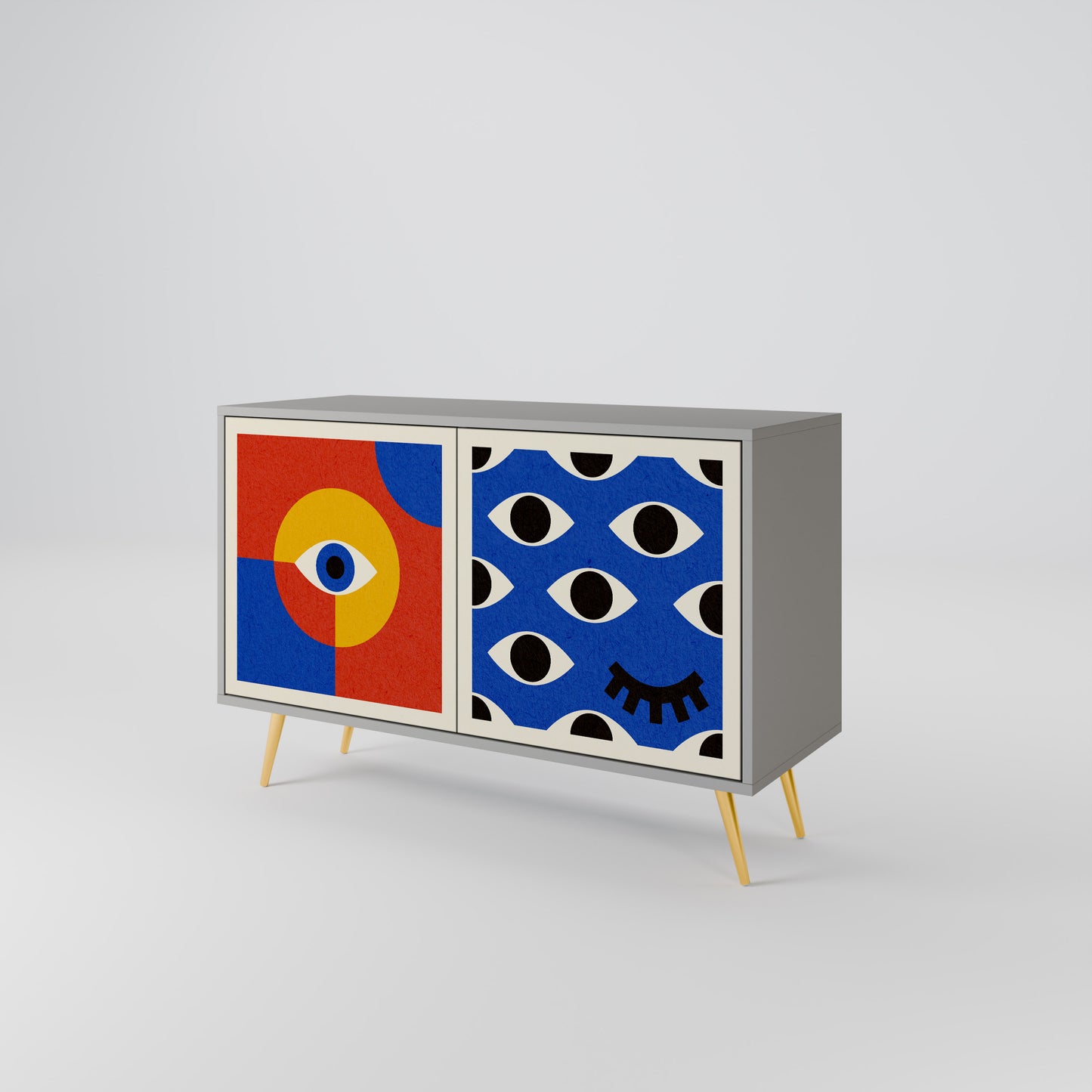 GEOMETRIC EYES 2-Door Sideboard in Grey Finish