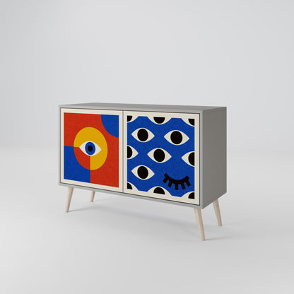 GEOMETRIC EYES 2-Door Sideboard in Grey Finish