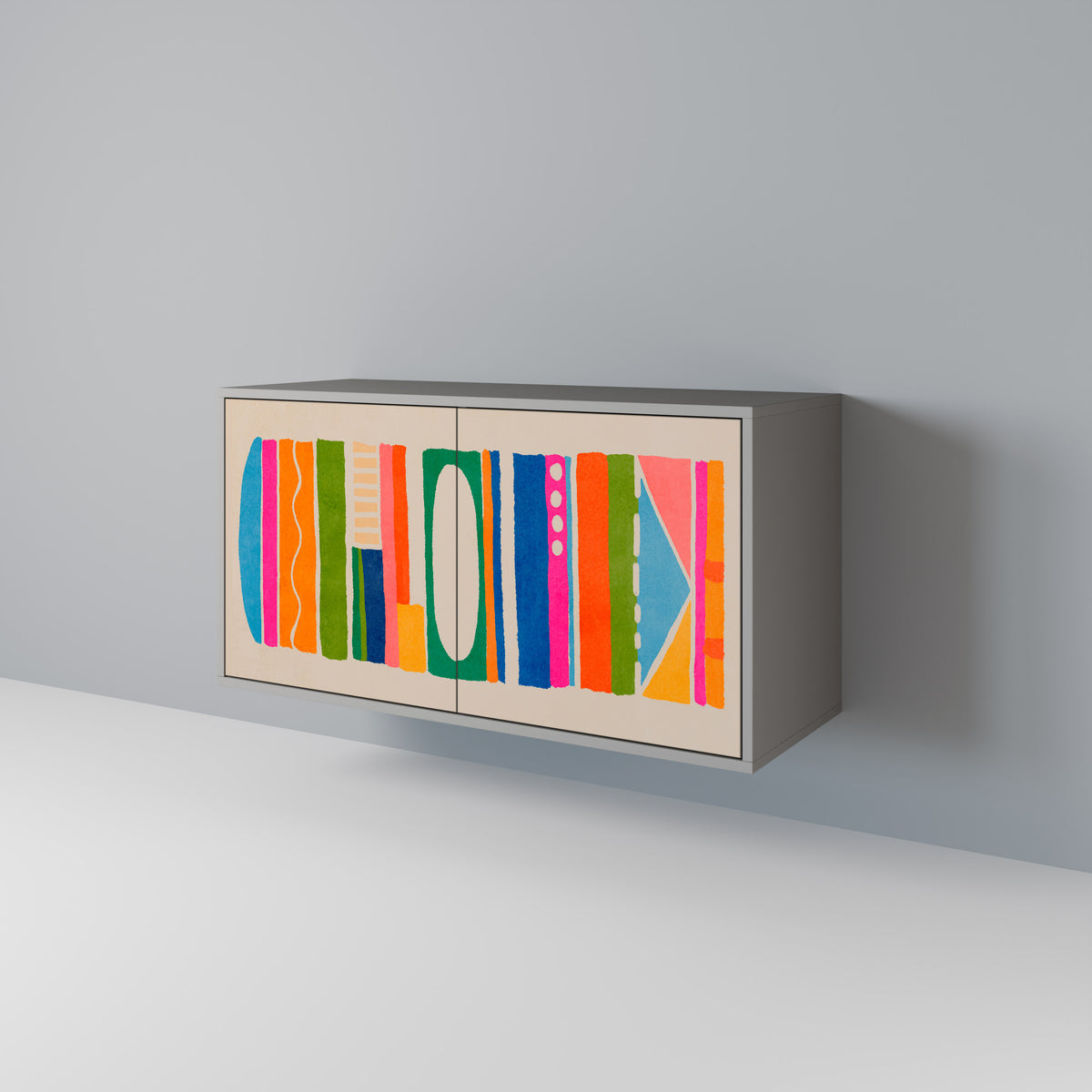 GEOMETRIC SHINE Skänk med två dörrar